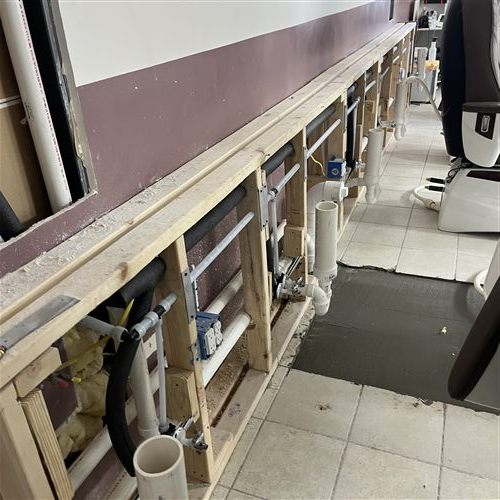 Plumbing rough-in during a remodel project